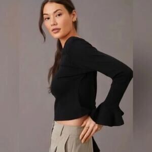 Anthropologie Flouncy Black Top - New - Size Small